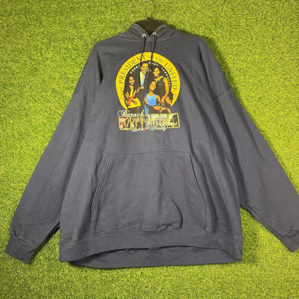 Obama Family Hoodie 2XL Hanes PrintPro Graphic Barack Michelle Political VTG